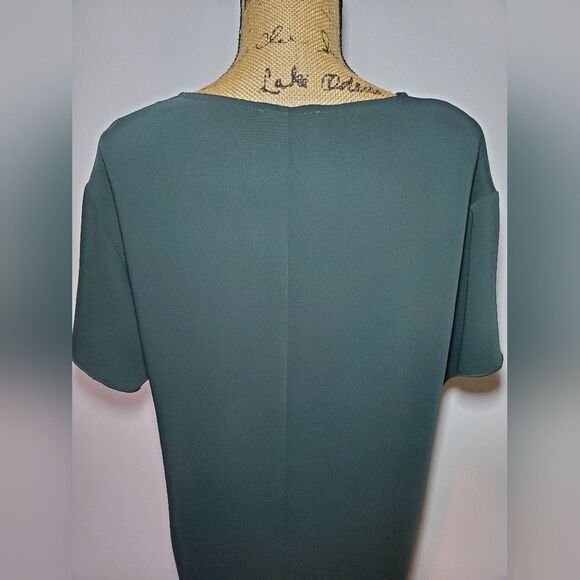Aritzia Babaton Aaron Hunter Green Short Sleeve V Neck Shift Dress Size S - Picture 8 of 12